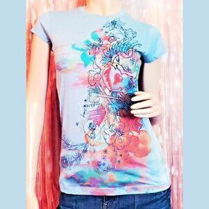Vintage Y2K Art T Shirt Tee by Groovy Monkey Love Happens Indie Grunge Womens XS